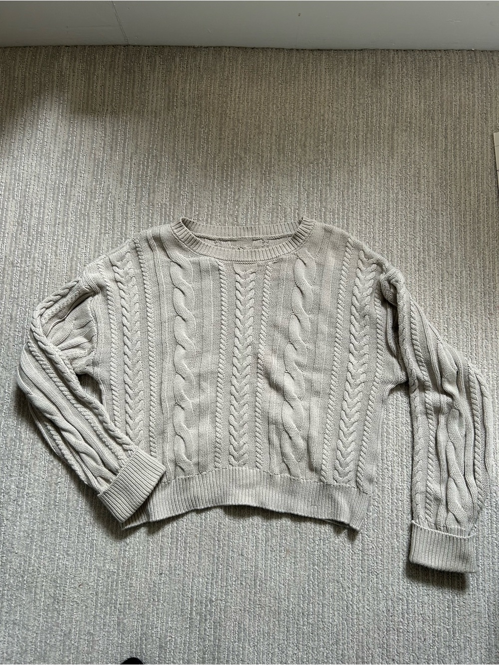 Cable Knit Crewneck Sweater - Cream